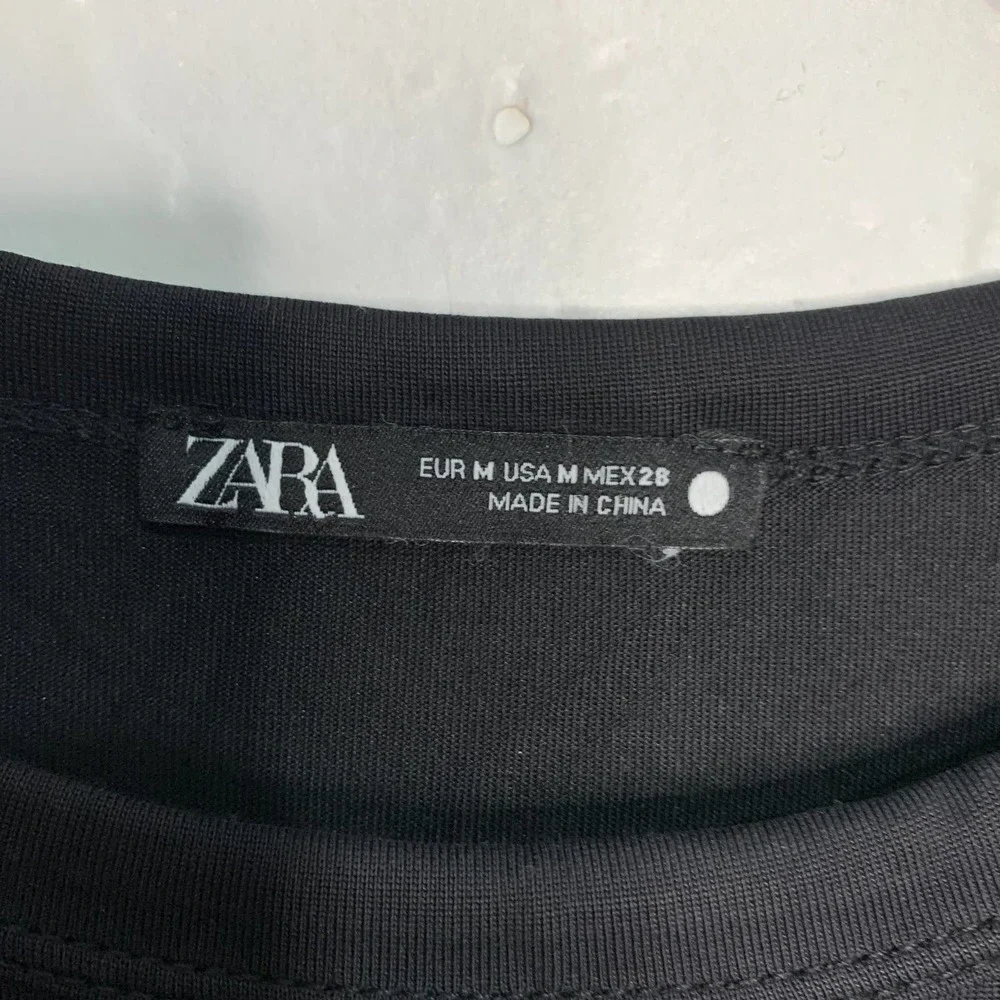 Zara Basic Black Short Sleeve Tee Women's Medium_2